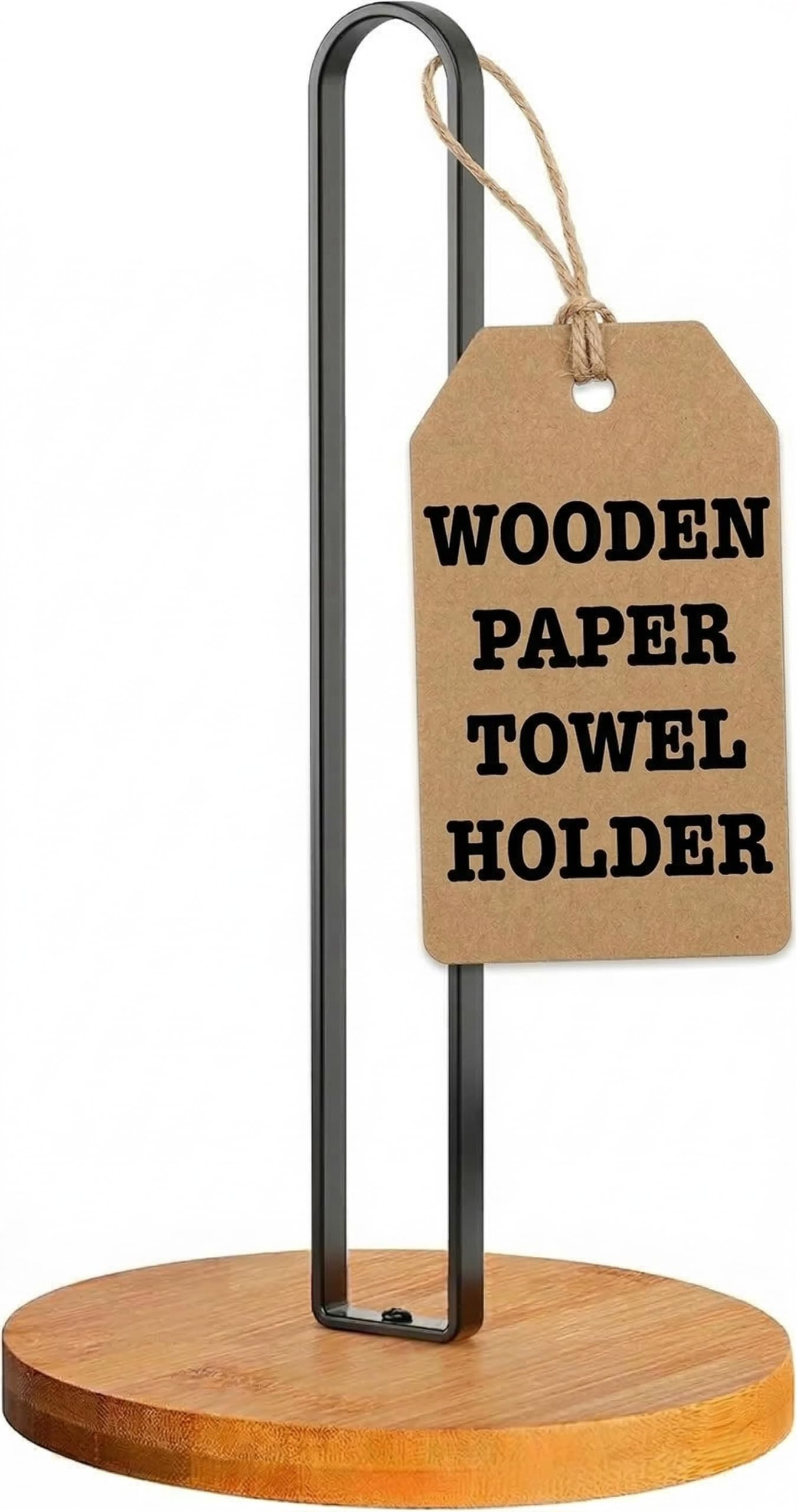 Paper Towel Holder Countertop - Standing Paper Roll Holder with Non-Slip Bamboo Base, Freestandin... | Amazon (US)