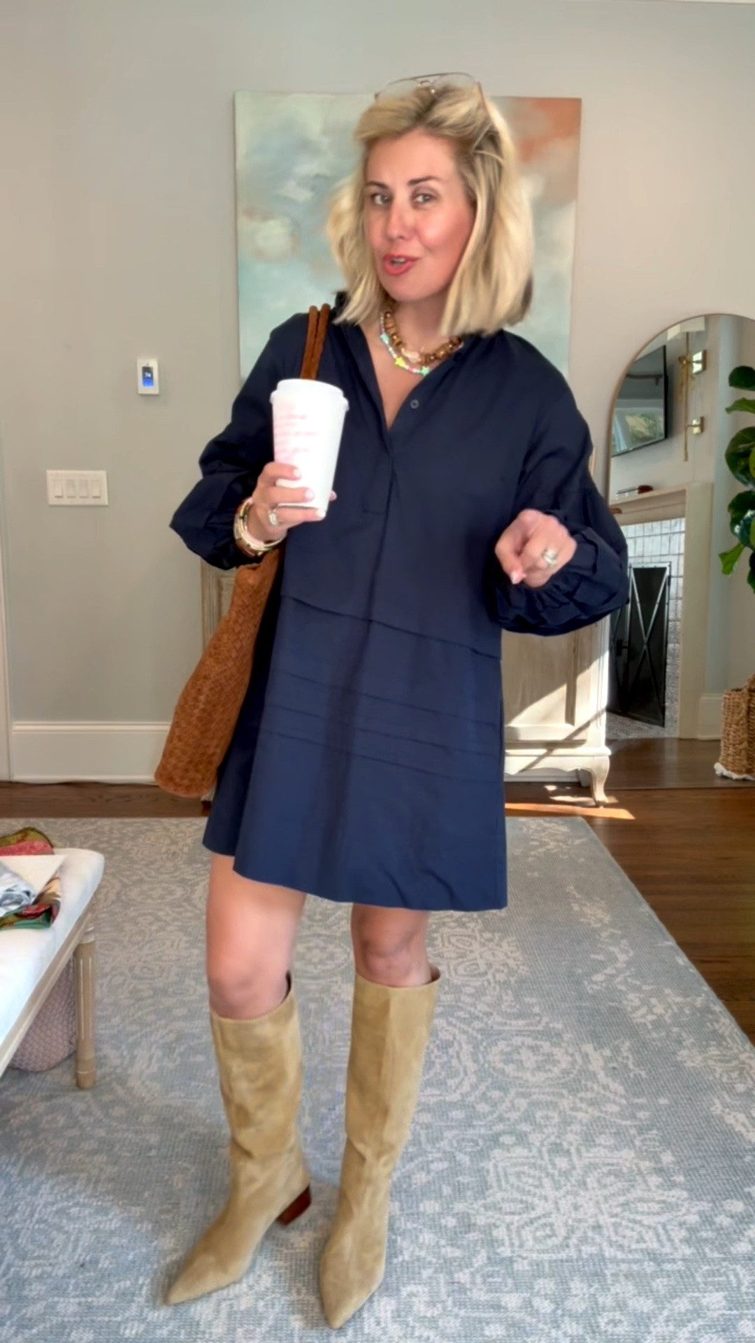 My boots are back!! The perfect color and heel….super comfortable and chic. ￼
Dress - xs
Boots - 38

Codes:
Erin McDermott- mixandmatch for 25% off my necklace
Allie + Bess - Catherine20

#LTKdayinmylife #LTKootd #LTKmomlife