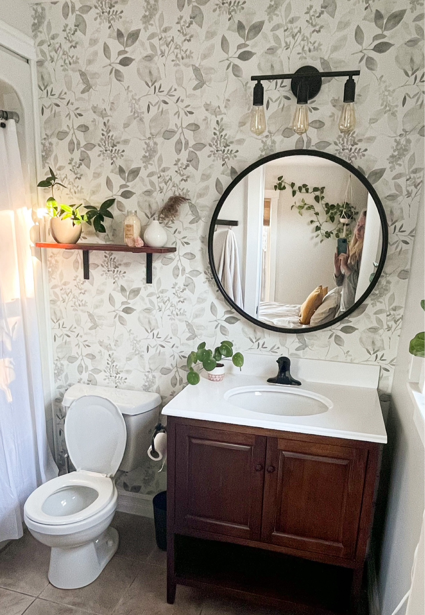 SOO many questions about this wallpaper so linking it here 🎉 bathroom renovation accent wall easy diy 

#LTKsalealert 

#LTKhome