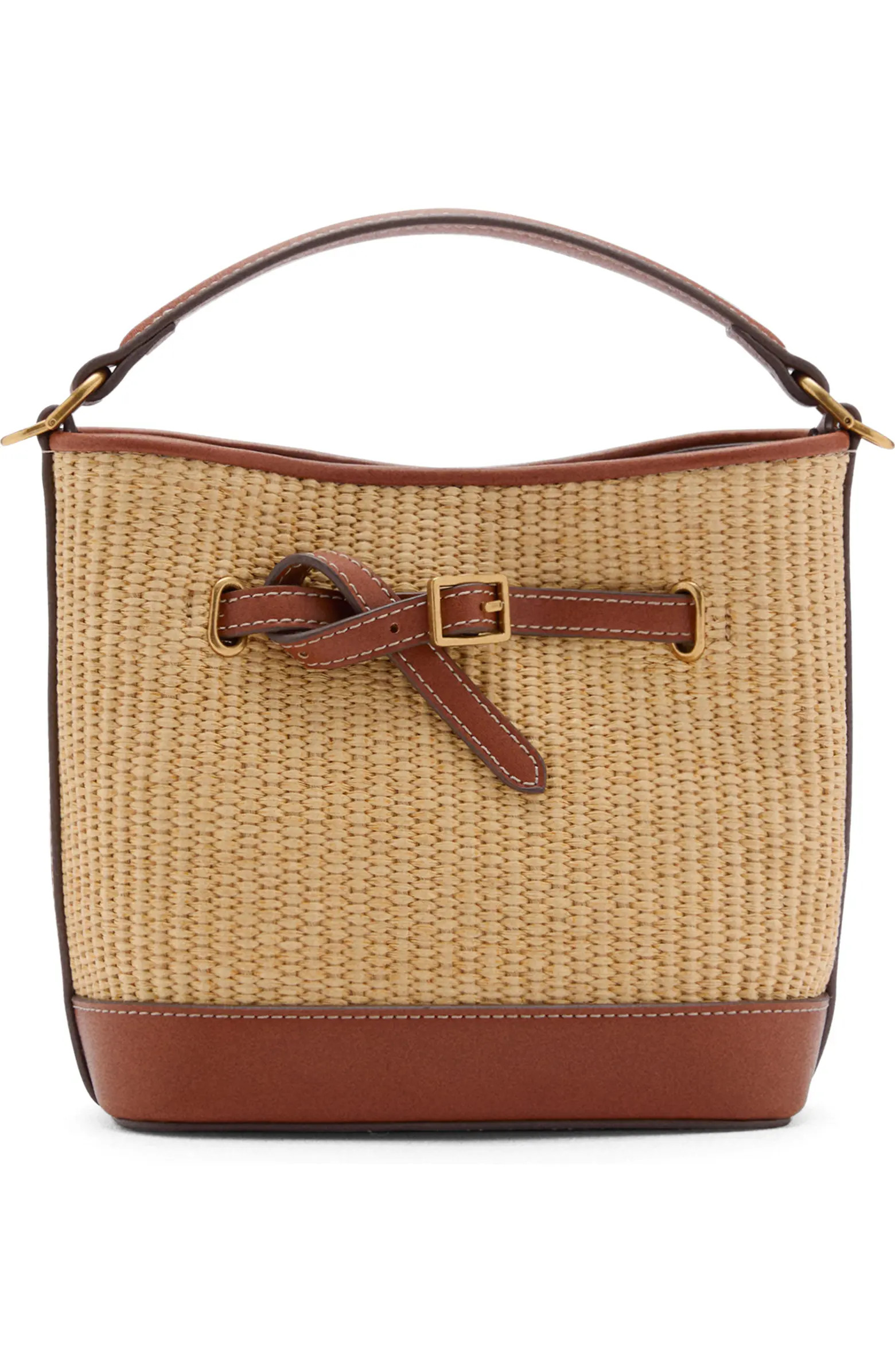 MANGO Canvas & Faux Leather Bucket Bag | Nordstrom | Nordstrom