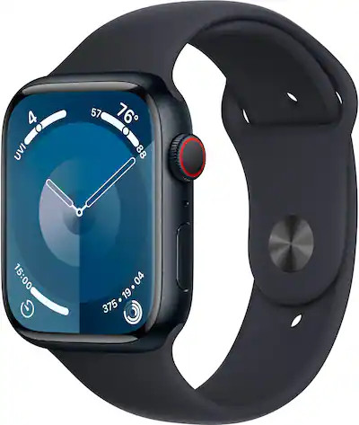 Apple Watch Series 9 (GPS + Cellular) 45mm Midnight Aluminum Case with Midnight Sport Band with B... | Best Buy U.S.