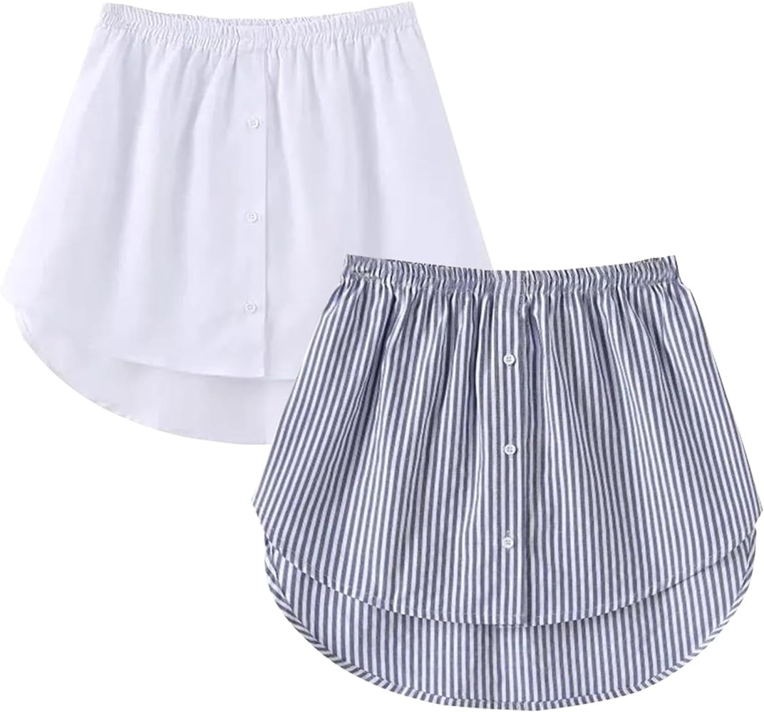 OBBUE Women's 2 Pcs Mini Adjustable Shirt Extender Removable Layering Half Length Underskirt with... | Amazon (US)