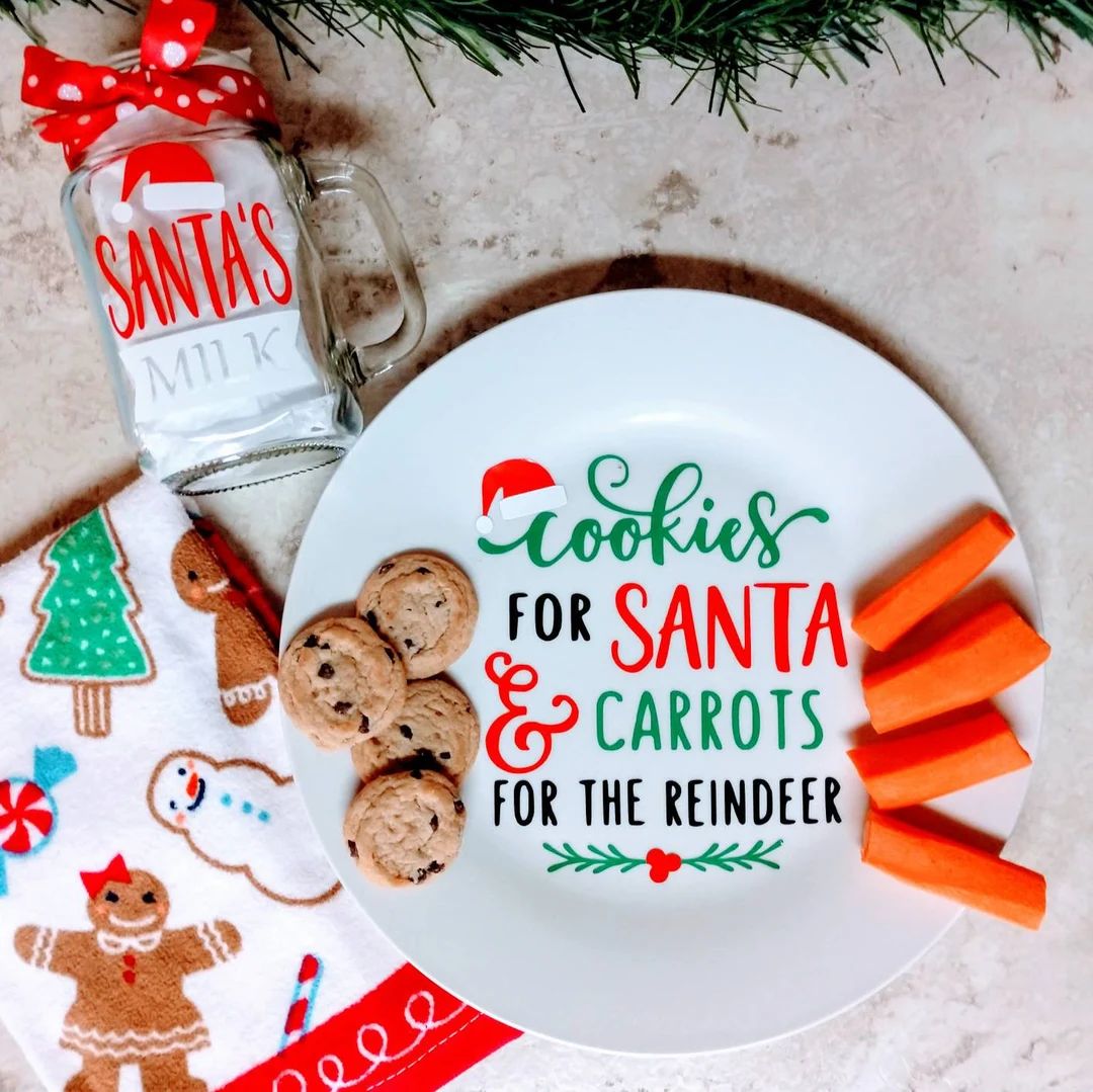 Santa Cookie Plate Set - Milk for Santa Mug - Cookies for Santa Plate - Gifts for Kids & Babies -... | Etsy (US)