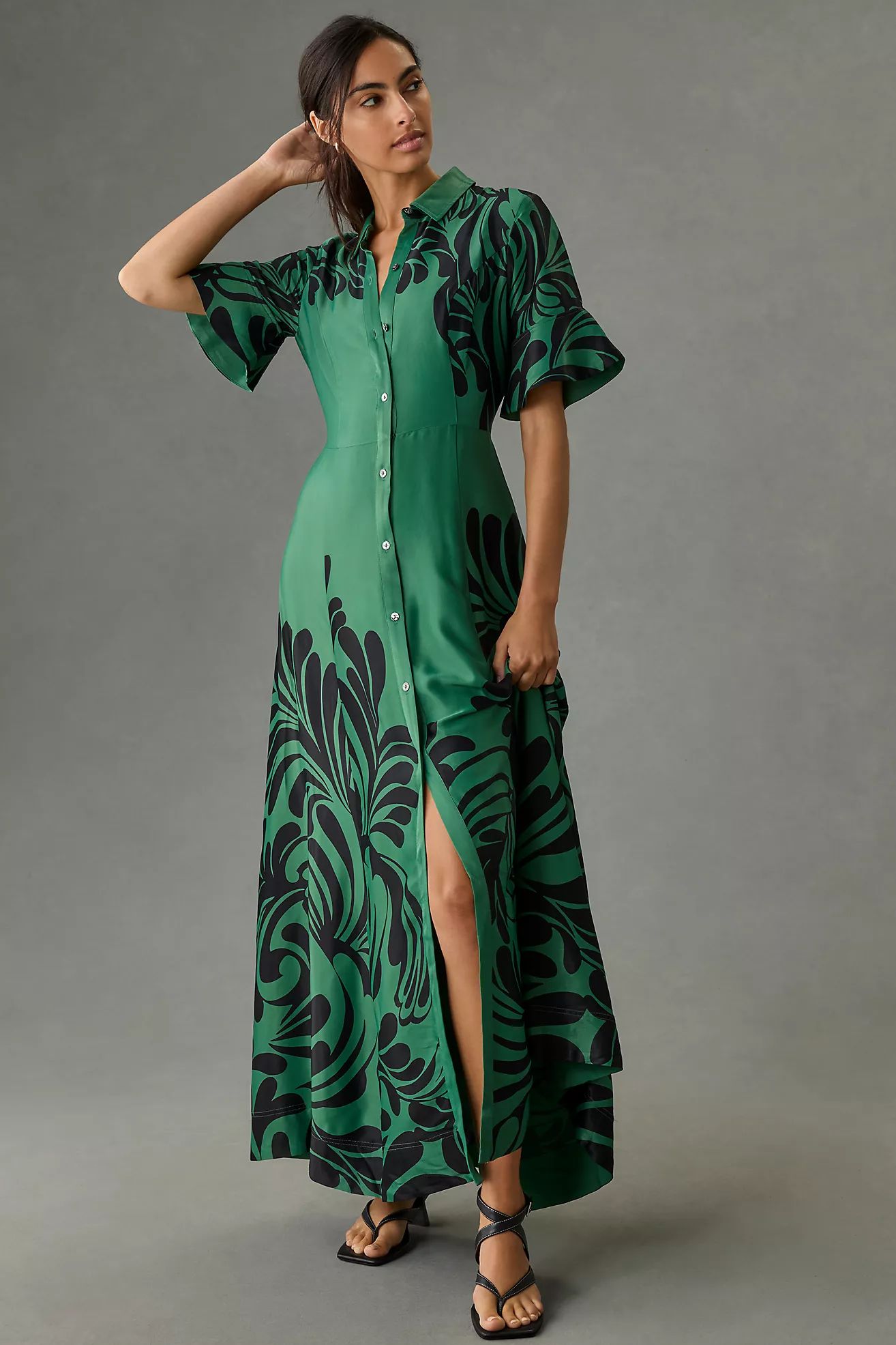 Maeve Bell-Sleeve Buttondown Shirt Dress | Anthropologie (US)
