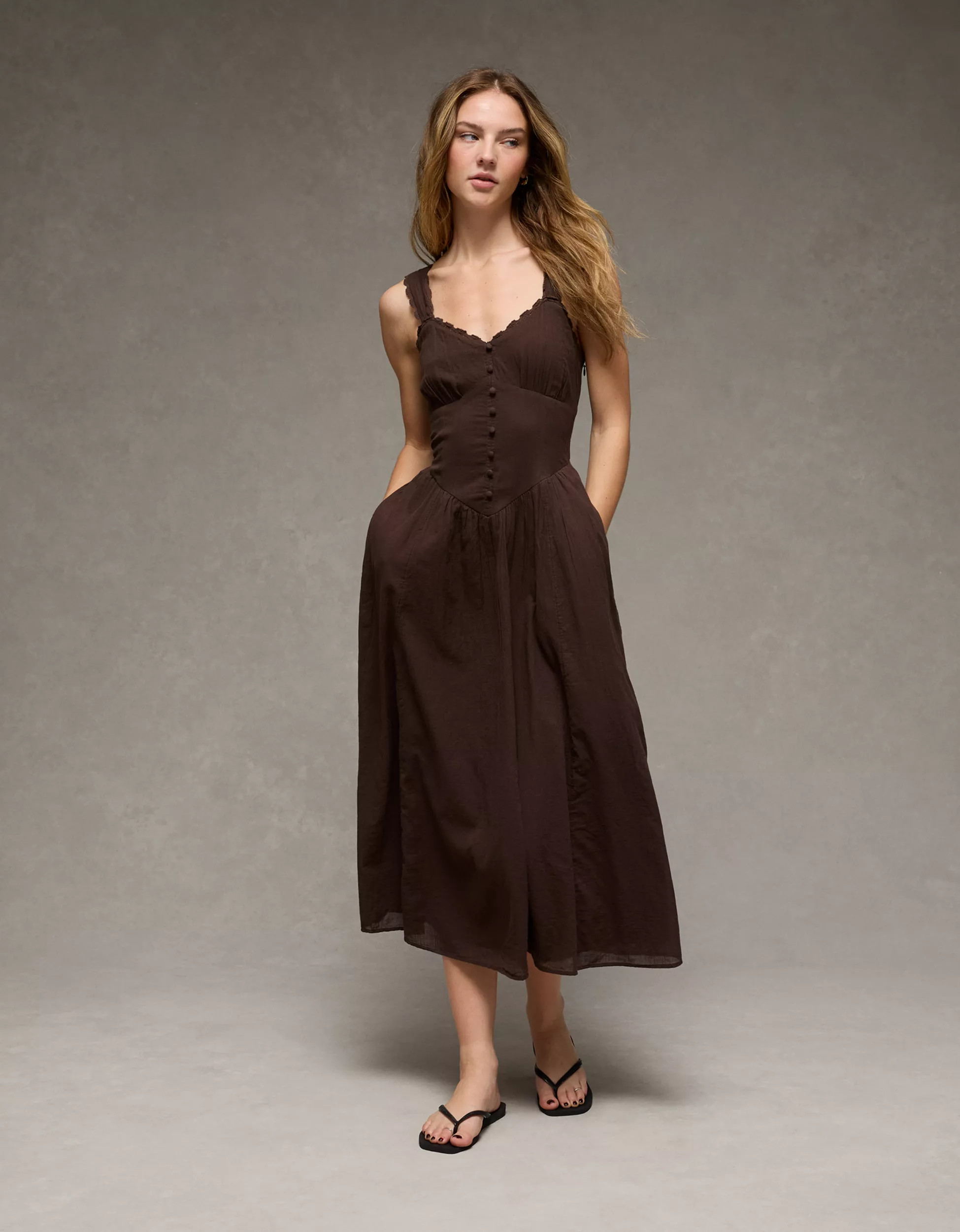 AE Sweetheart Corset Midi Dress | American Eagle Outfitters (US & CA)