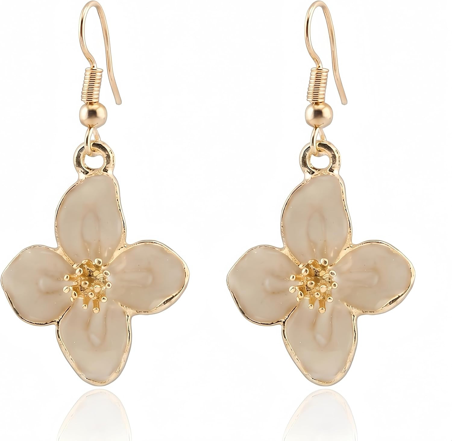 Enamel Cherry Blossom Flower Drop Earrings Gold Fish Hook Floral Women Gift | Amazon (US)