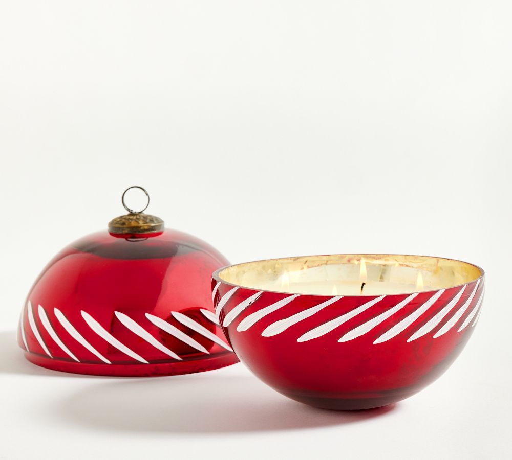 Ornament Candle pot, Fireside Cinnamon, Etched Motif, Large, 21.9oz/621g | Pottery Barn (US)