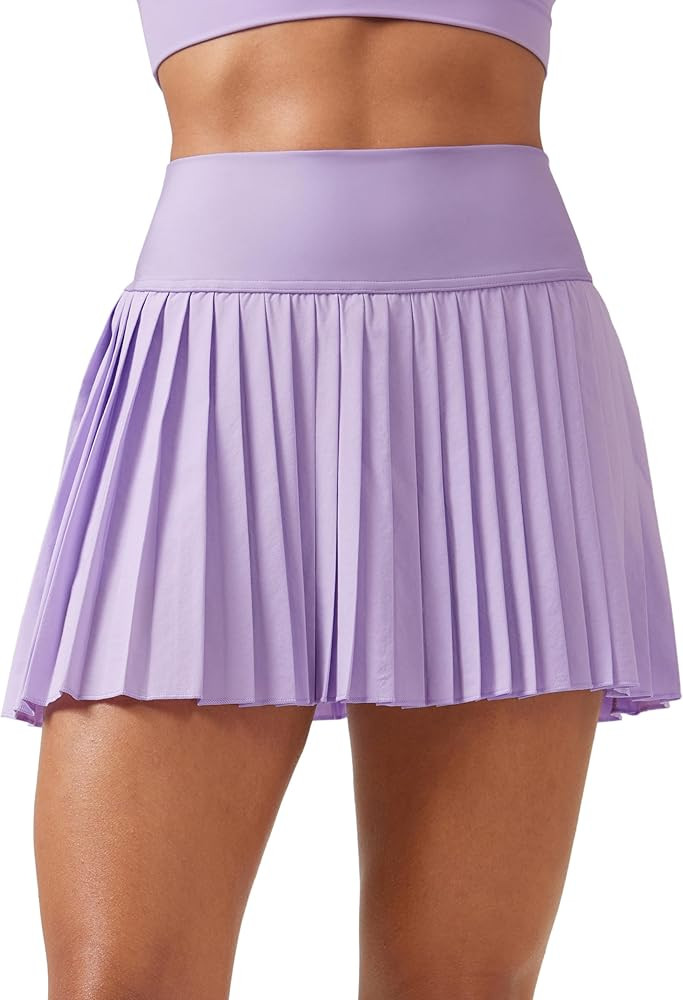 CRZ YOGA Women's High Waisted Pleated Tennis Skirts with Pockets Tummy Control Casual Liner A Lin... | Amazon (US)