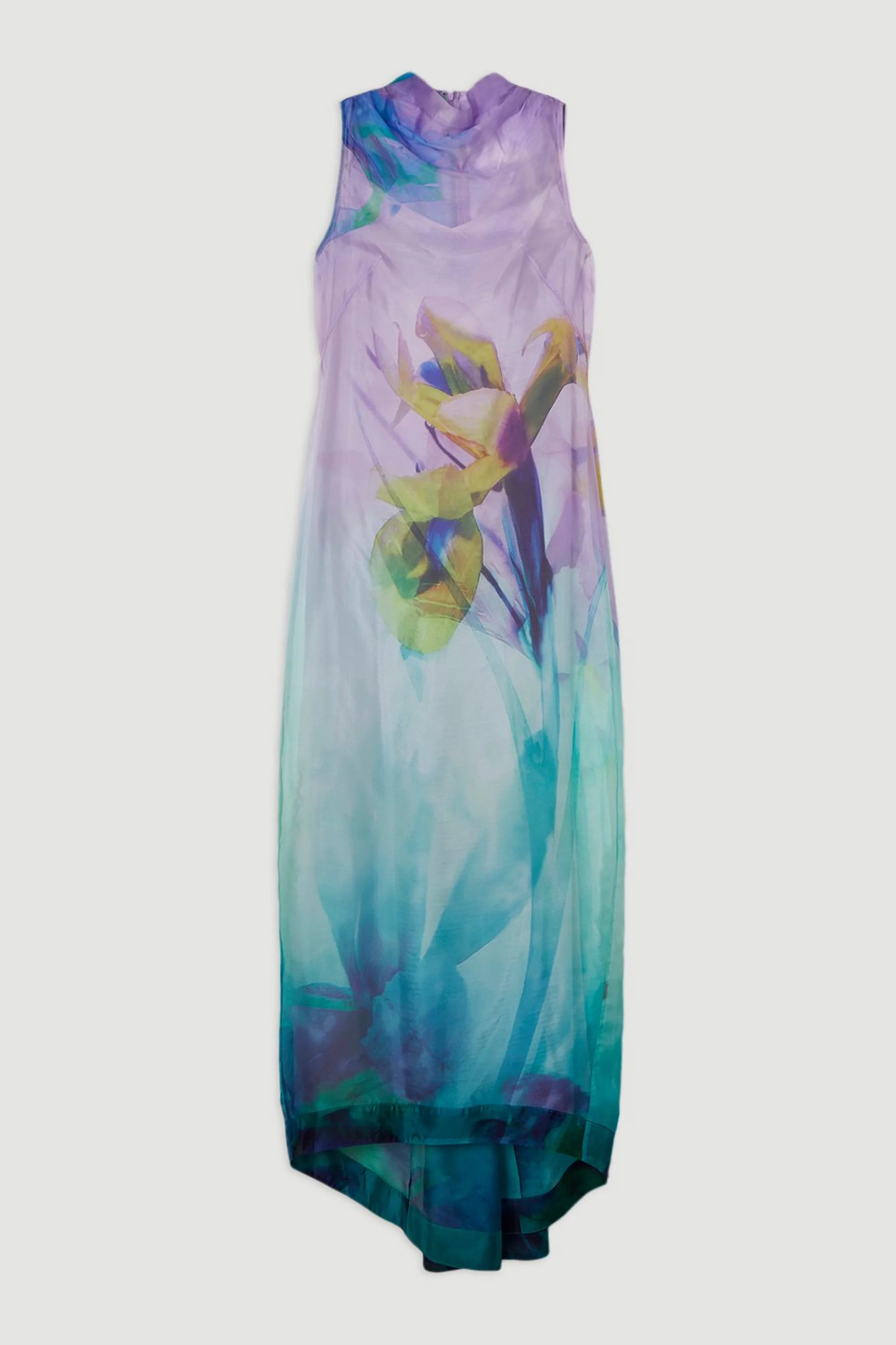 Digital Ophelia Floral Organdie High Neck Maxi Dress | Karen Millen UK + IE + DE + NL