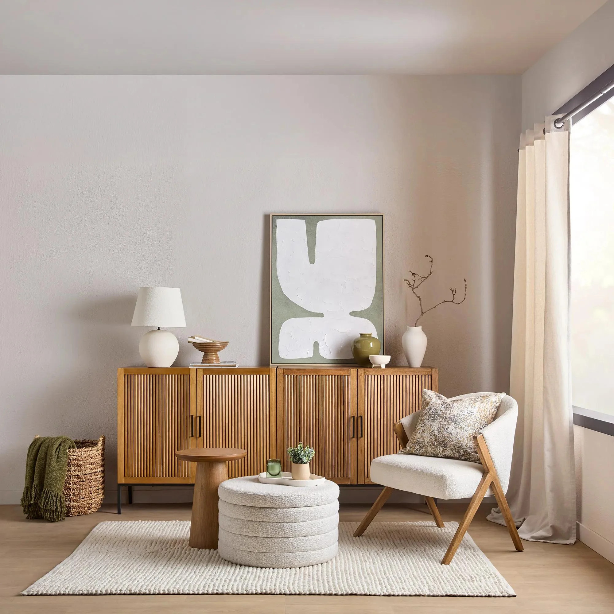 Bouclair Natural Slatted 2-Door Dark Wood Buffet | Walmart (CA)