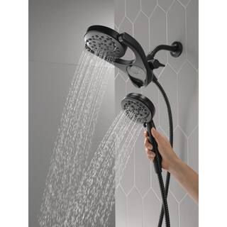 Delta HydroRain 4-Spray Patterns 1.75 GPM 6 in. Wall Mount Dual Shower Heads in Matte Black 75699... | The Home Depot