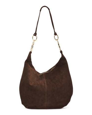 Made In Italy Suede Hobo With Rings | TJ Maxx