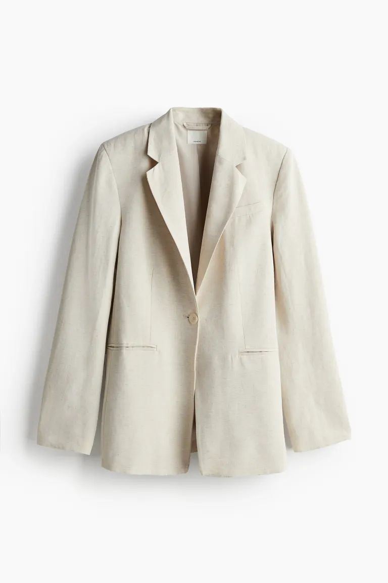 Linen-blend Blazer - Light beige - Ladies | H&M US | H&M (US + CA)