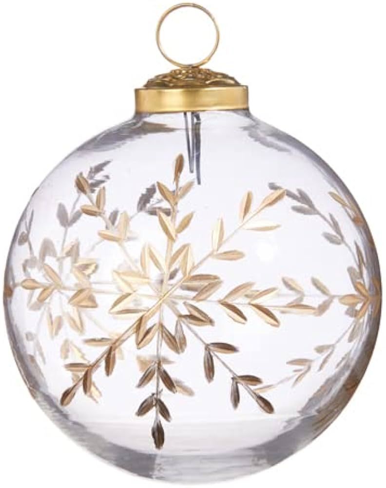 RAZ Imports Gold Etched Snowflake Ball Ornament, 4-inch Diameter, Glass | Amazon (US)