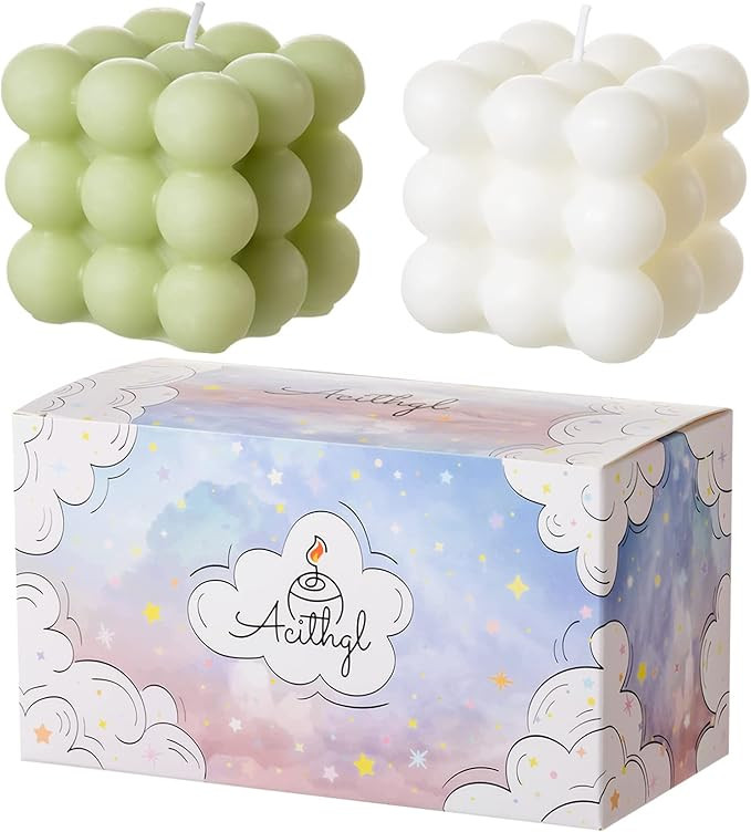 ACITHGL Bubble Candle - Cube Soy Wax Candles, Home Decor Candle, Scented Candle Set 2 Pieces, Hom... | Amazon (US)