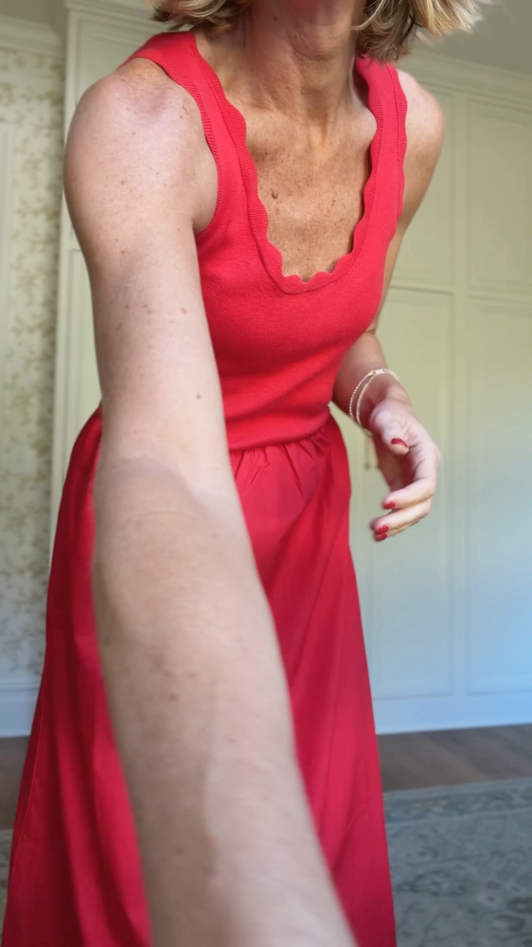 Xs in dress and sweater 