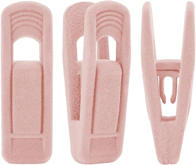 Trgowaul Light Pink Velvet Hangers - Strong Finger Clips for Thin Hangers, Perfect for Suits, Ski... | Amazon (US)