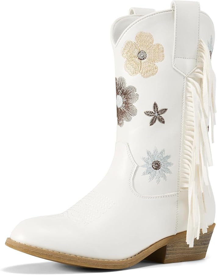 Rollda Girls Cowboy Boots Cowgirl Boots with Tassel Floral Embroidered Kids Western Boots for Tod... | Amazon (US)