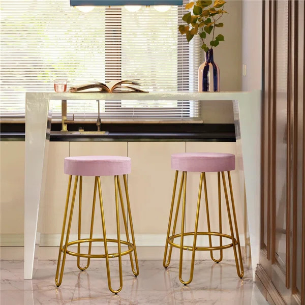 Cedernier Upholstered 26.5'' Counter Stool with Metal Frame | Wayfair North America
