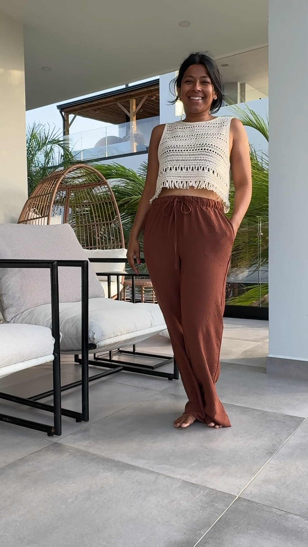 Summer vacation outfit idea. Crochet top is from H&M. Recommend sizing down. Linen pants are from Amazon & come in many colors. Love how cozy it is! 

#LTKSummerEdit #LTKFindsUnder50 #LTKTravel
