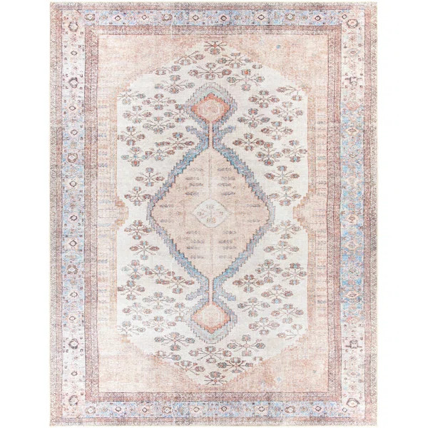 Caoimhe Machine Washable Oriental Blush/Light Gray Area Rug | Wayfair North America