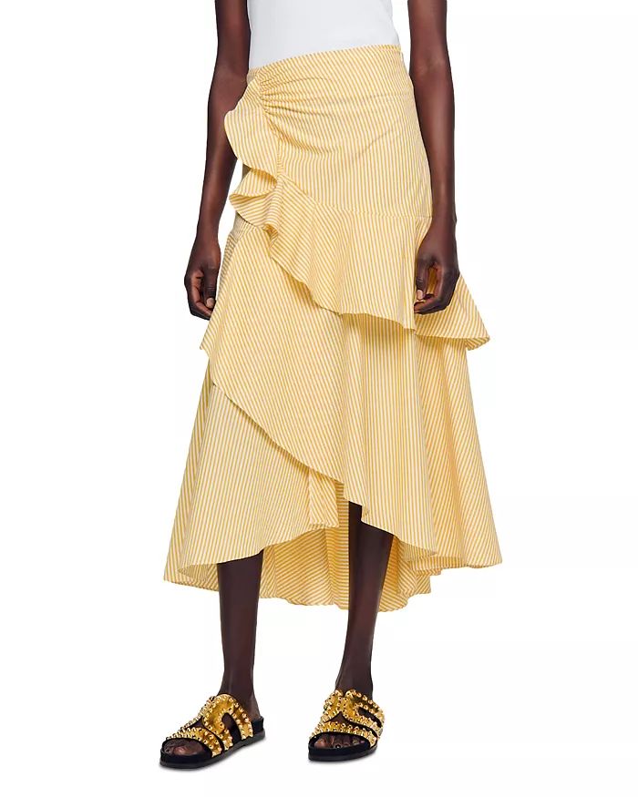 Sandro Tam Cotton Tiered Midi Skirt Women - Bloomingdale's | Bloomingdale's (US)