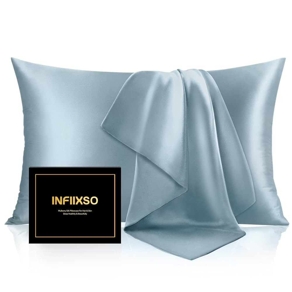 INFIIXSO Mulberry Silk Pillowcase for Hair and Skin, Silk Pillow Cases Standard Size Set of 2 wit... | Amazon (US)