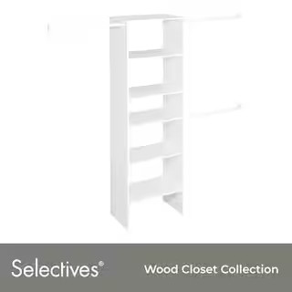 Selectives 60 in. W - 120 in. W White Reach-In Tower Wall Mount 6-Shelf Wood Closet System | The Home Depot