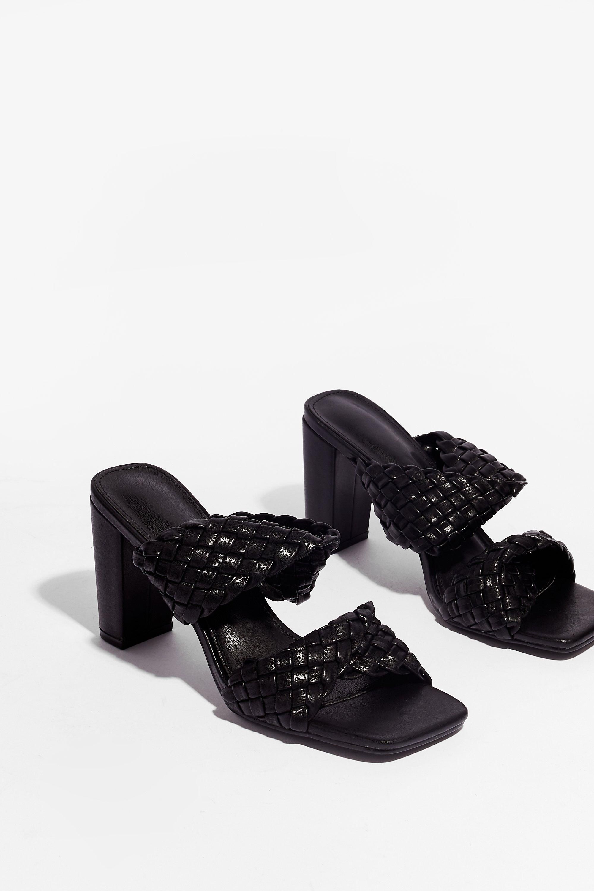 Square Toe Woven Heeled Mules | Nasty Gal (US)