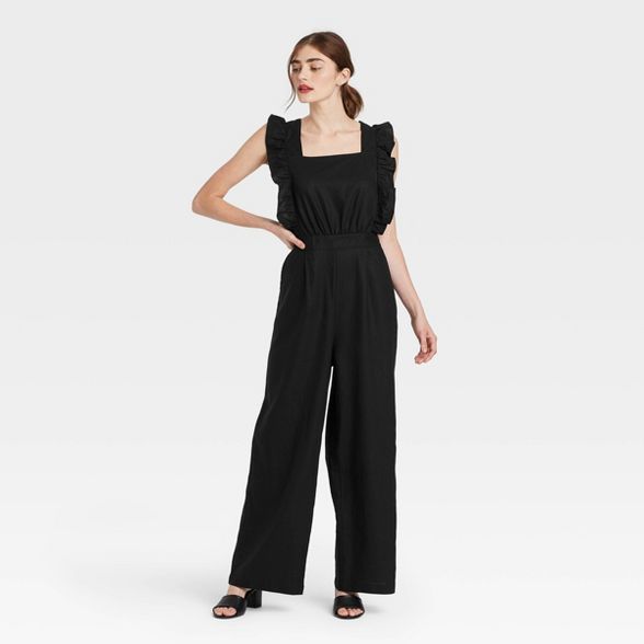 Women's Ruffle Short Sleeve Jumpsuit - Who What Wear™ Jet Black | Target