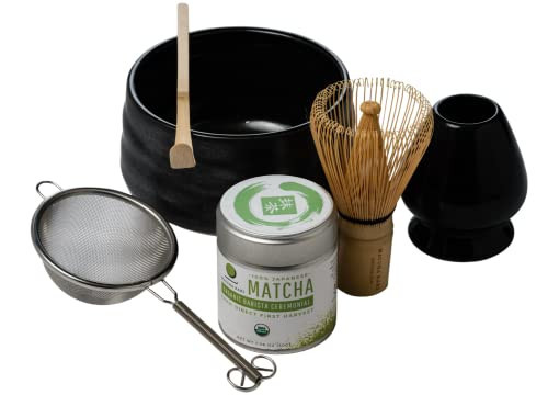 Dr. Weil Matcha Kari - Complete Matcha Tea Set - Black - Japanese Ceremonial Organic Matcha with Whisk and Holder, Ceramic Bowl, Sifter, and Scoop | Amazon (US)