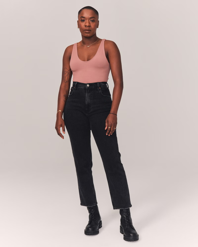 Ultra High Rise Ankle Straight Jeans | Abercrombie & Fitch (US)