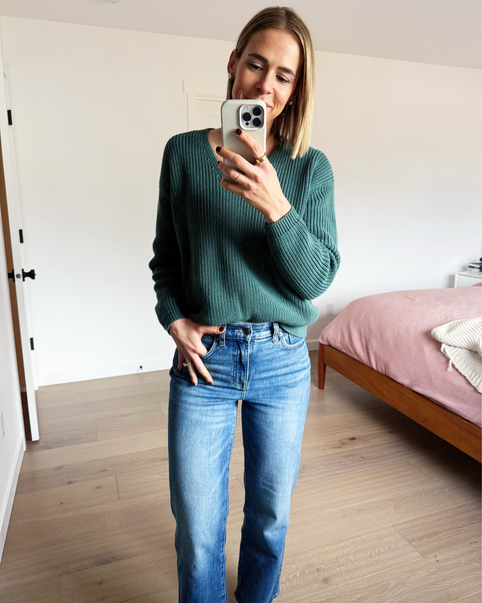 Wearing a new 100% organic cotton sweater! Feels amazing. So cozy and comfy. Also the price is less than $50!  These cotton high rise jeans are on repeat for me- so comfy. 

#LTKGiftGuide #LTKOver40 #LTKmomlife