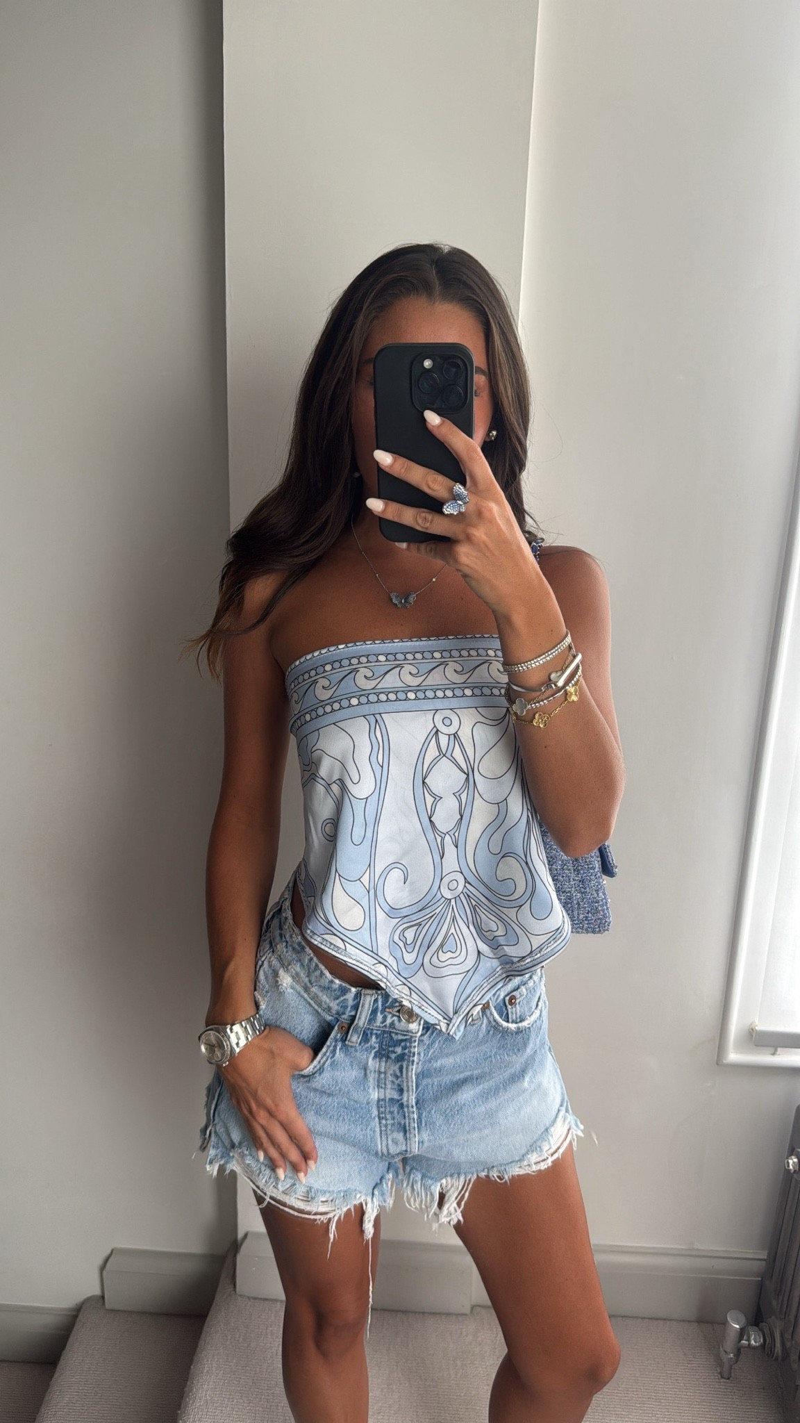 silk scarf top, bandeau top, Pucci, summer outfit, denim shorts, holiday outfit

#LTKootd #LTKgrwm #LTKU