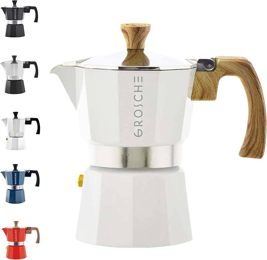 GROSCHE Milano Moka Stovetop Espresso Coffee Maker (3 Cup / 150 ml, White) | Amazon (US)