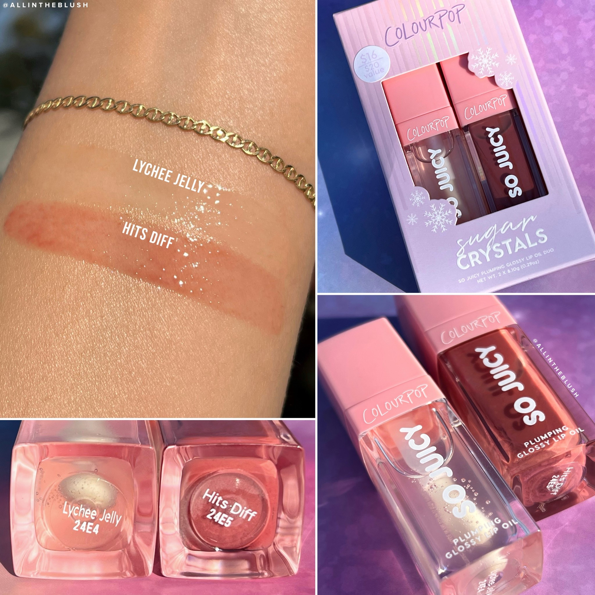 Swatching ColourPop’s So Juicy Plumping Lip Oil in “Lychee Jelly” & “Hits Diff”💫

#LTKootd #LTKgrwm #LTKBeauty