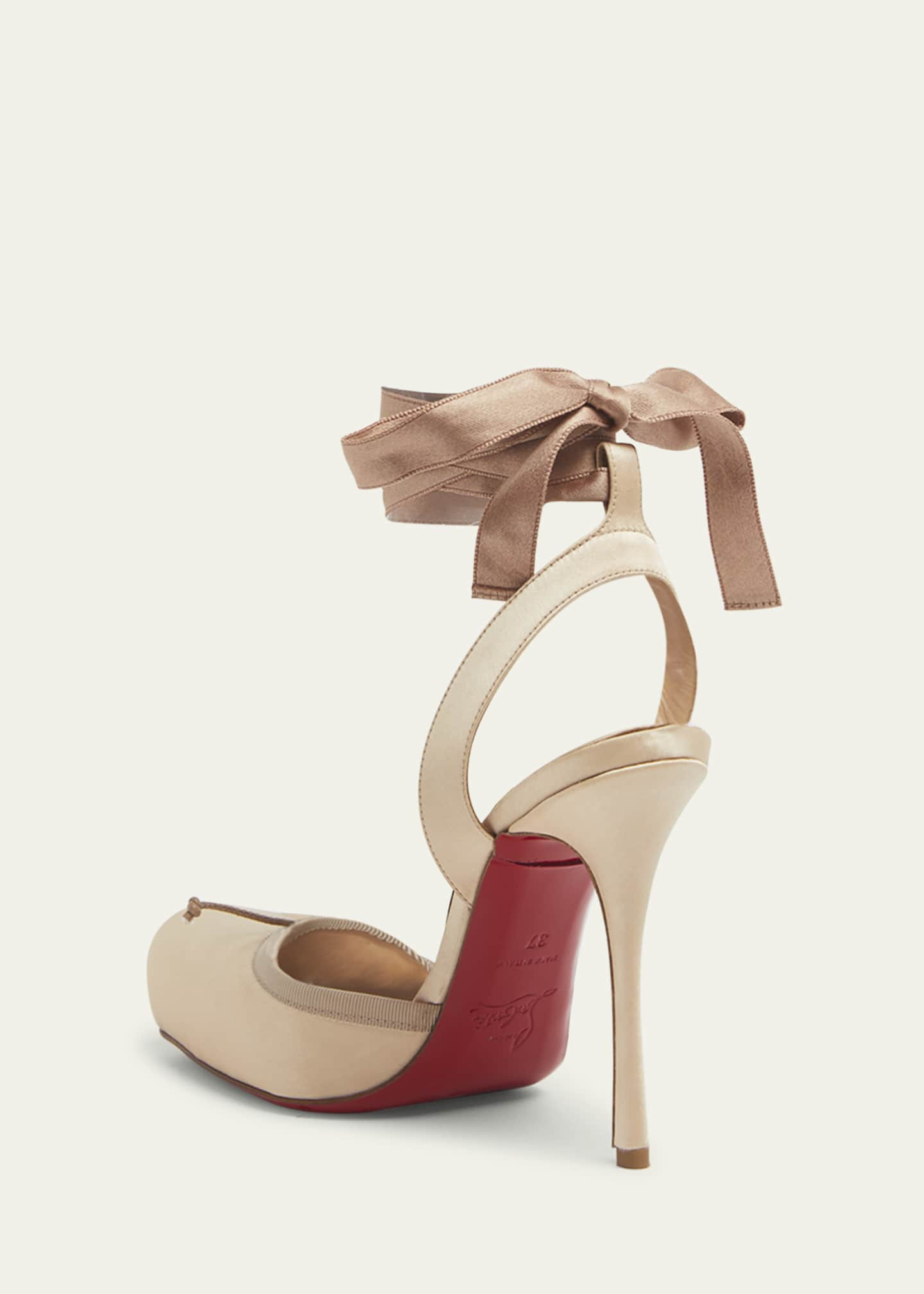 Christian Louboutin Cassia Silk Ankle-Tie Red Sole Pumps | Bergdorf Goodman