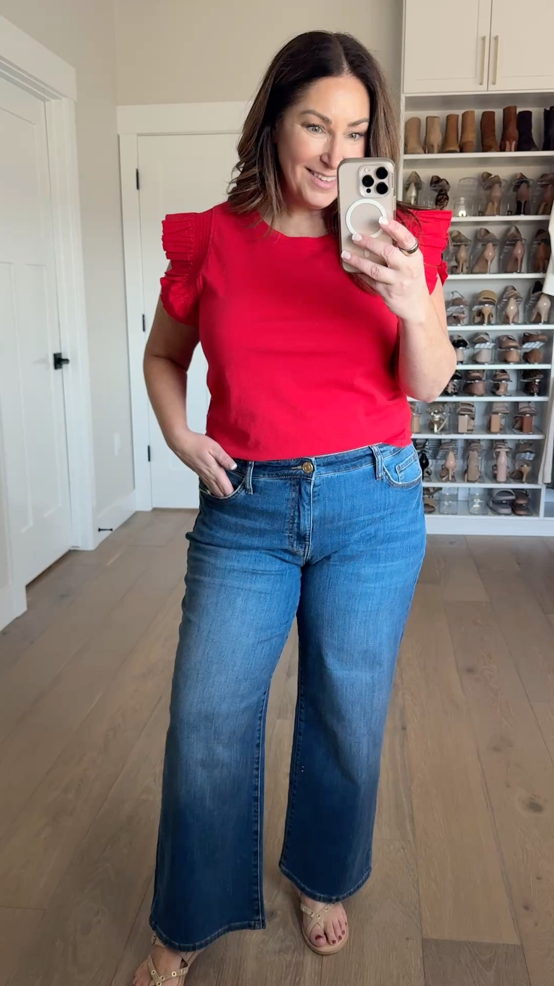 Red Flutter Sleeve Top and Jeans summer casual look from Evereve #midsizestyle #summeroutfit

Wearing top in L, jeans in 14 

 

#LTKSeasonal #LTKOver40 #LTKMidsize