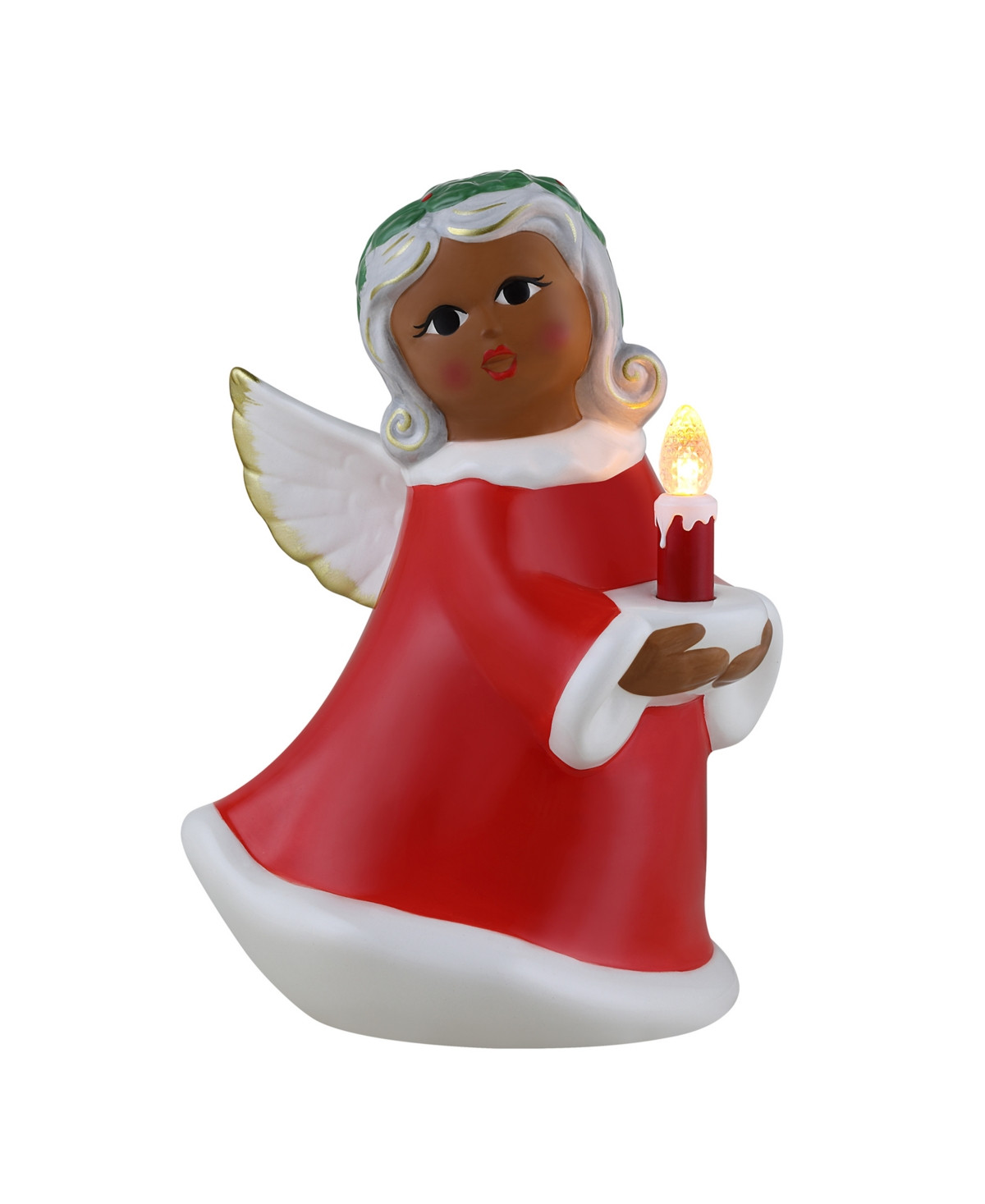 9" Nostalgic Ceramic Lit Black Angel - Red | Macy's
