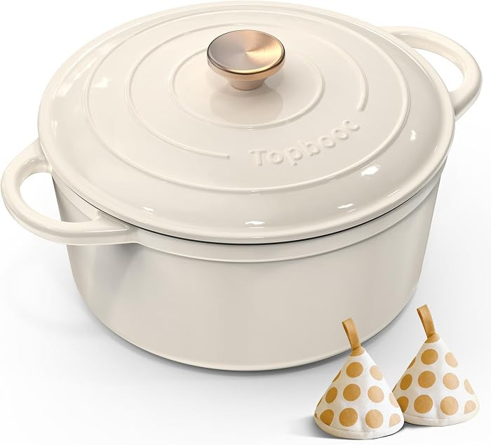 Gusseisen Topf Brot Backen, 26cm 5L Dutch Oven Cremewei\u00df mit Deckel | Amazon (DE)