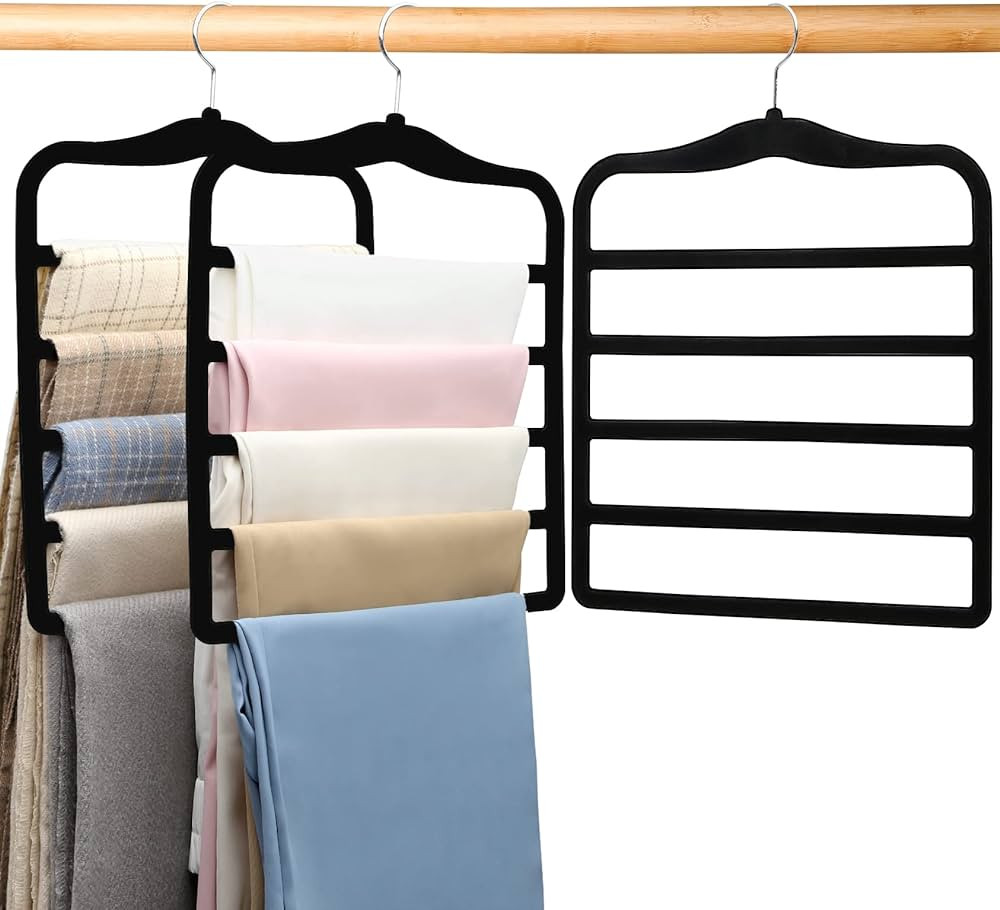 Closet Organizers and Storage,3 Pack Organization and Storage Pants-Hangers-Space-Saving,Velvet H... | Amazon (US)