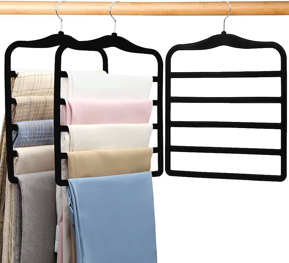 Closet Organizers and Storage,Organization and Storage Pants-Hangers-Space-Saving,3 Pack Non Slip... | Amazon (US)