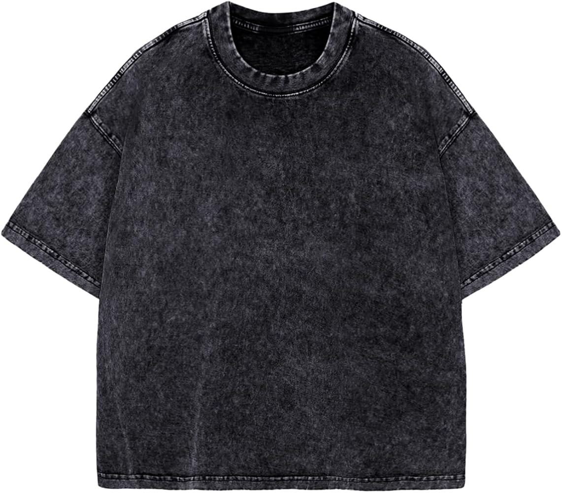 Womens Oversized Boxy T Shirts Casual Cropped Acid Wash Cotton Tees Vintage Tops Short Sleeve Gru... | Amazon (US)