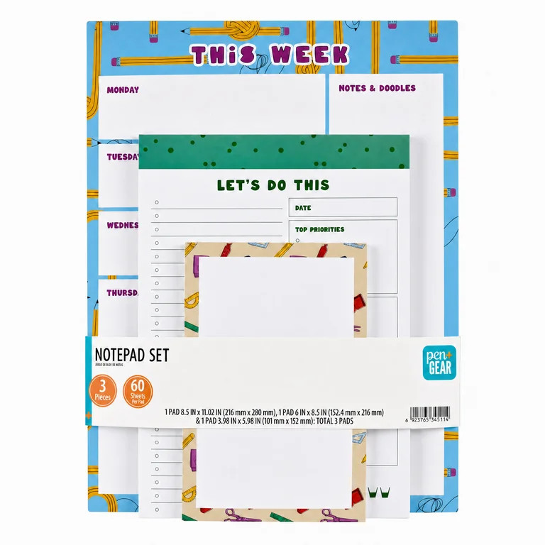 Pen+Gear Pencil Themed Notepad Set, 3 Pieces | Walmart (US)