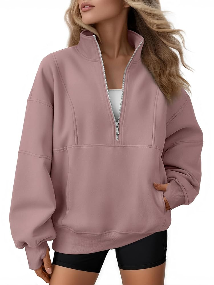 AUTOMET Womens Quarter Zip Oversized Sweatshirts Teen Fleece Pullover Hoodies 2025 Mock Neck Swea... | Amazon (US)