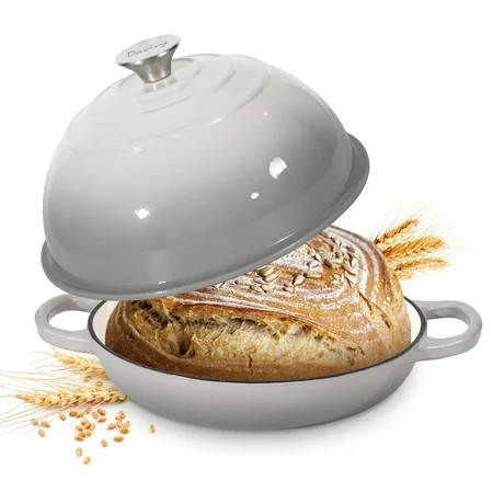 Davivy 5.5 Qt Enameled Dome-Shaped Cast Iron Bread Dutch Oven with Lid Enameled Gray | Walmart (US)