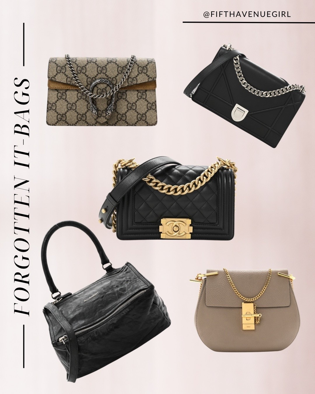 Forgotten it-bags: do you own any of these? Gucci Dionysus, Dior Diorama, Chanel Boy Bag, Givenchy Pandora and Chloé Drew.

#LTKSeasonal #LTKootd