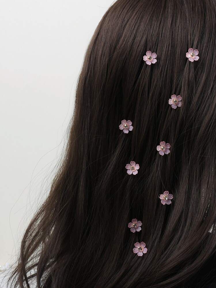 10pcs Flower Decor Hair Ring | SHEIN