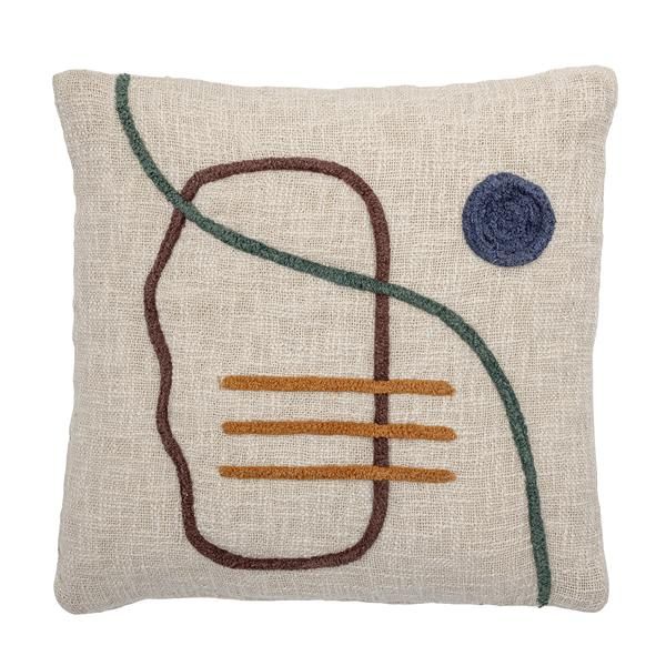 Bloomingville Natural Abstract Line Embroidered Cushion - Trouva | Trouva (Global)
