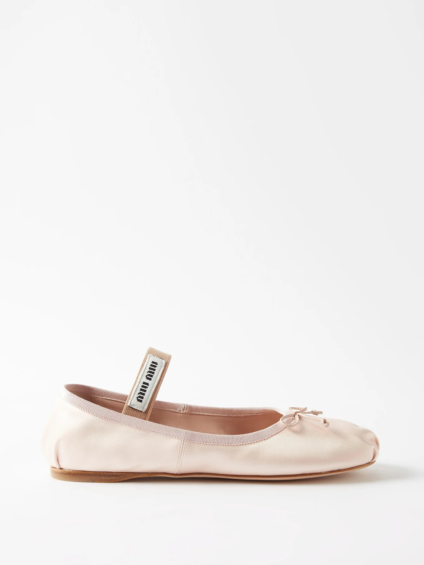 Logo-patch satin ballet flats | Miu Miu | Matches (UK)